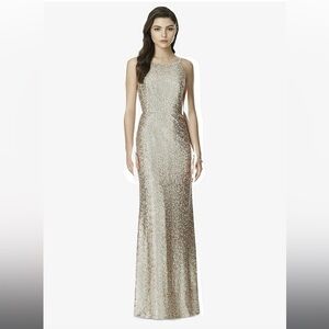 Dessy Halter Rose Gold Sequin Dress Size 10
